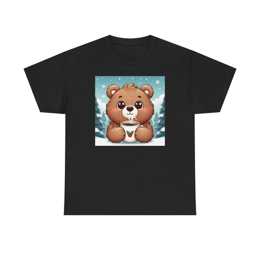 "Bear & Coffee Mug" - Unisex Heavy Cotton Tee